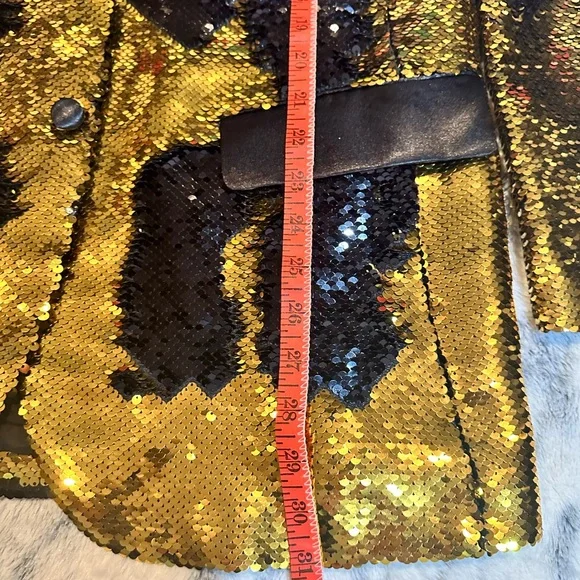 Men’s gold/black reversible sequin jacket - Picture 6 of 7